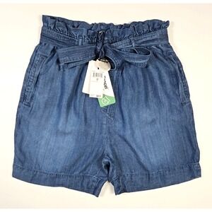 Chelsea & Theodore Women's Blue High-Rise Pull-On Paperbag Shorts Size Small NWT